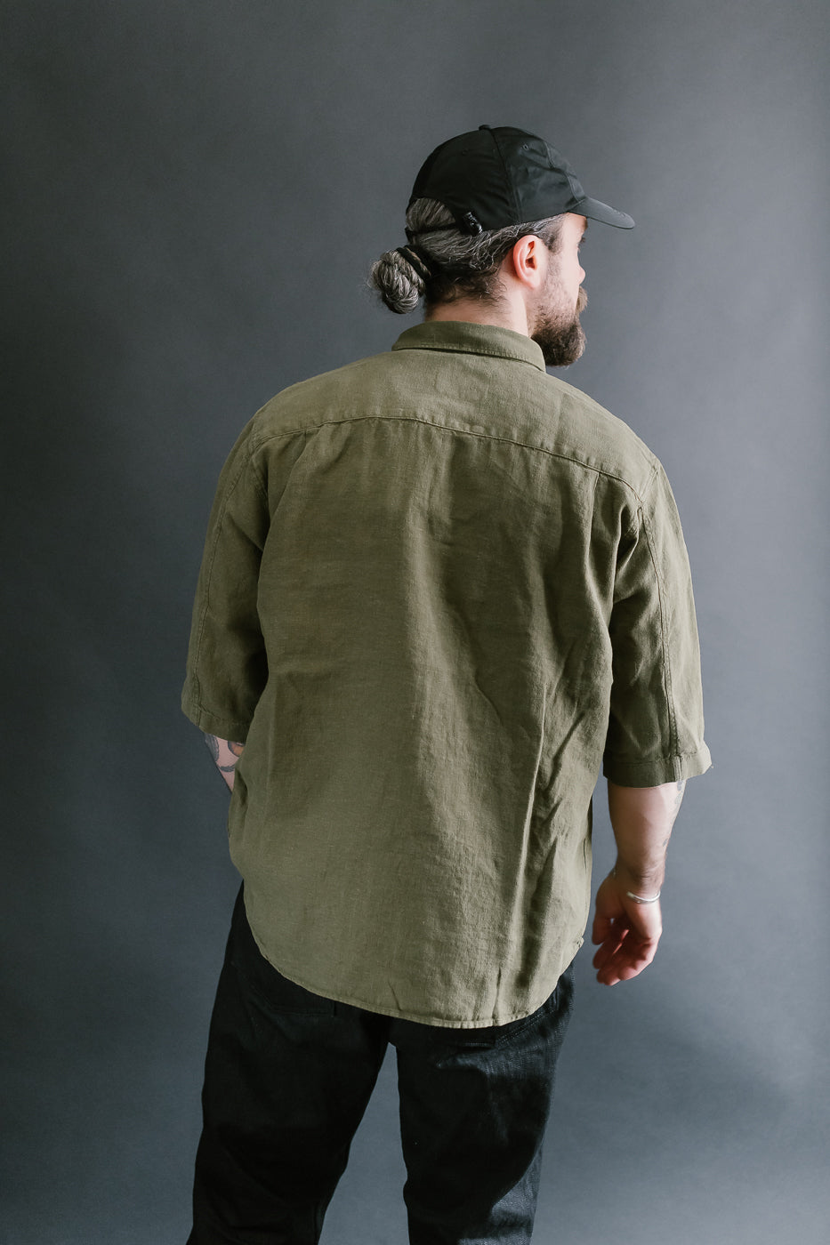 Delray Linen Canvas Shirt - Military Olive