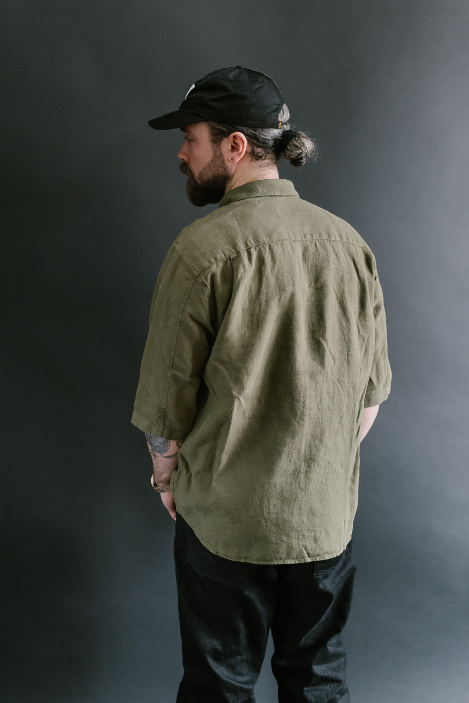 Delray Linen Canvas Shirt - Military Olive