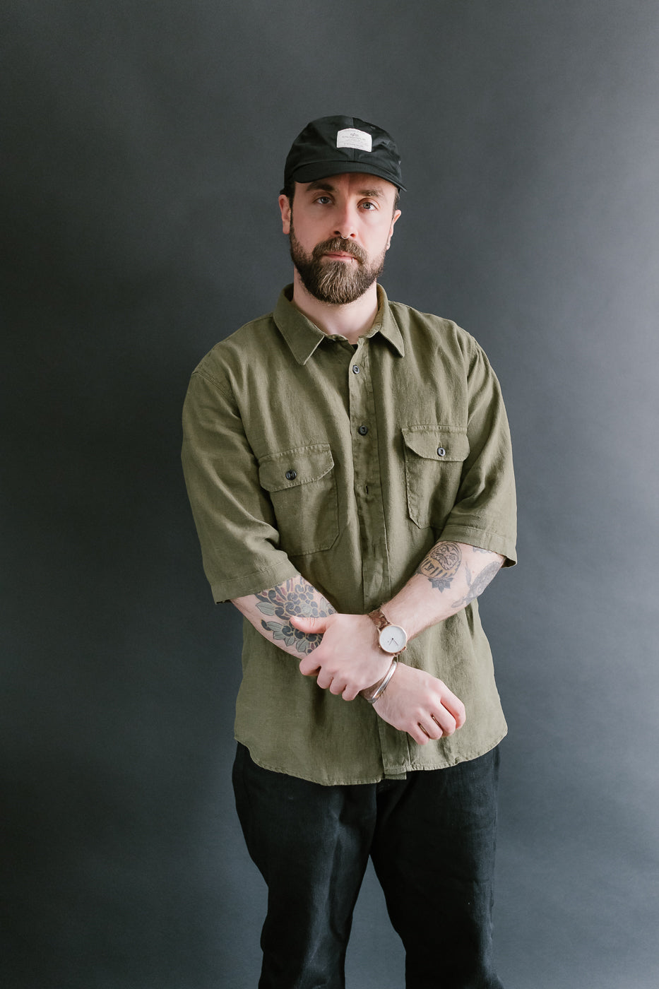 Delray Linen Canvas Shirt - Military Olive