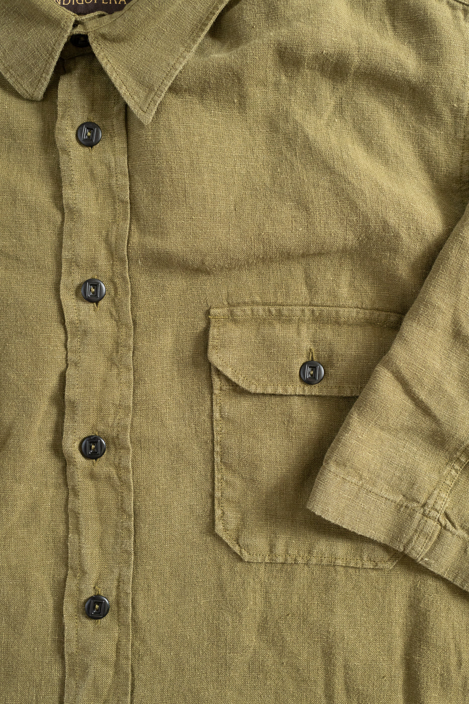 Delray Linen Canvas Shirt - Military Olive