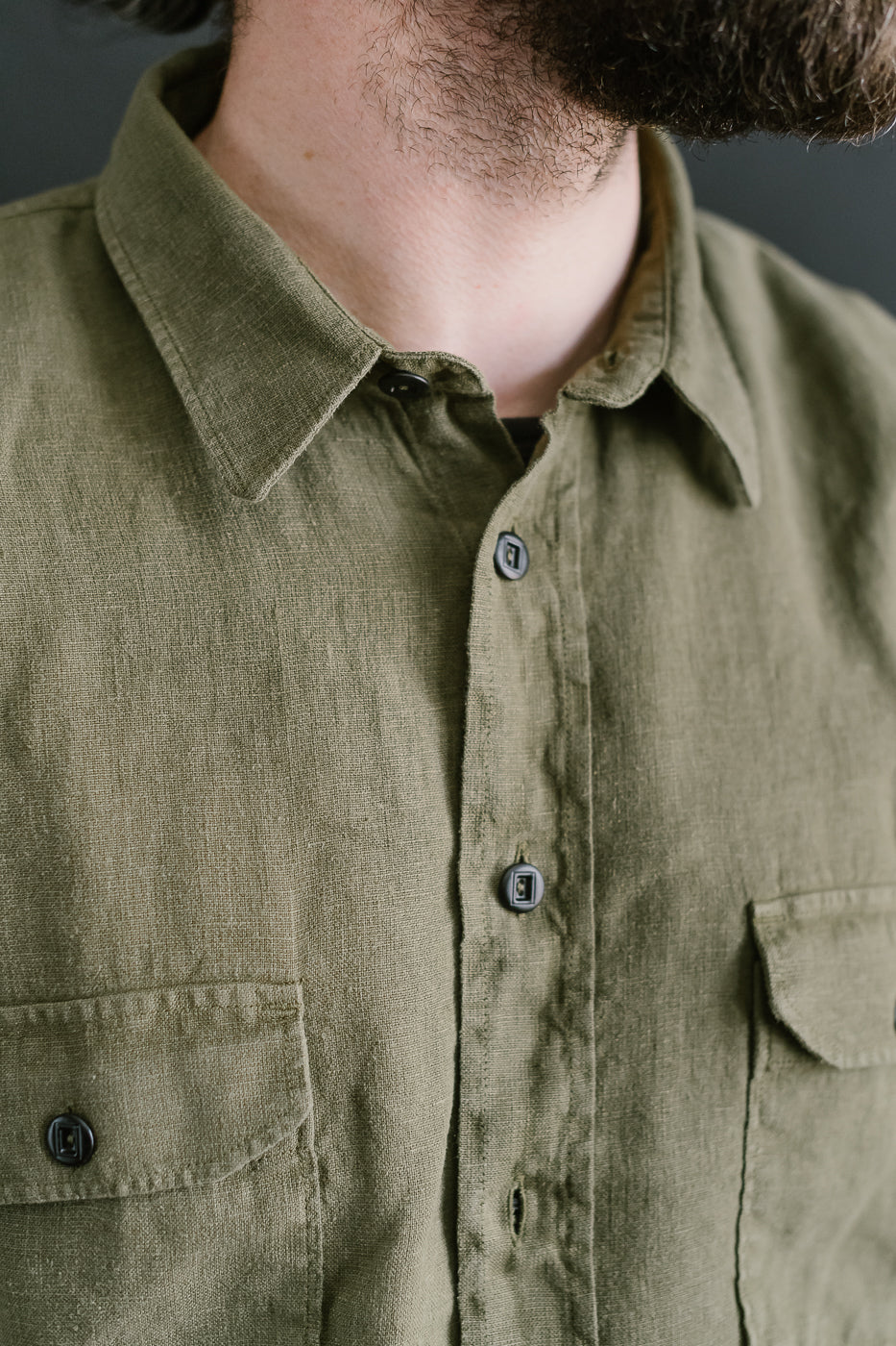 Delray Linen Canvas Shirt - Military Olive