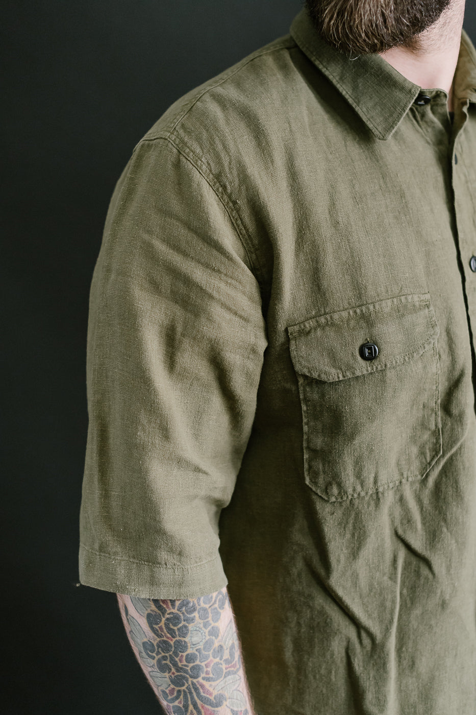 Delray Linen Canvas Shirt - Military Olive