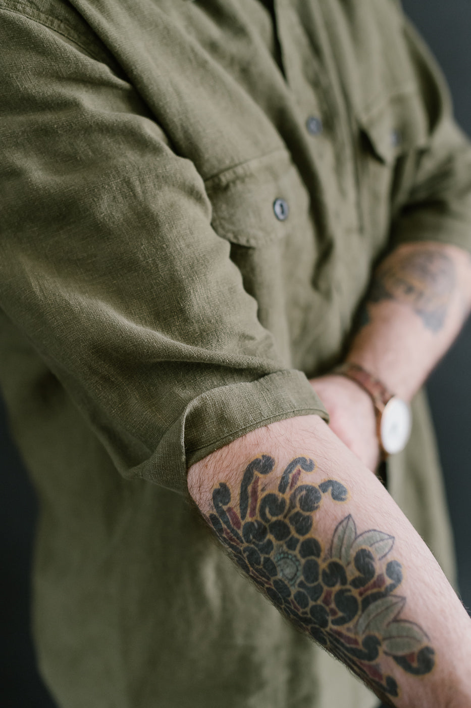 Delray Linen Canvas Shirt - Military Olive