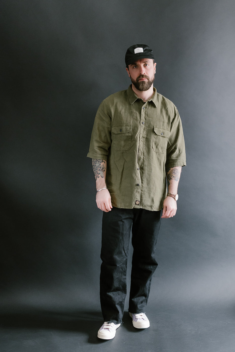 Delray Linen Canvas Shirt - Military Olive