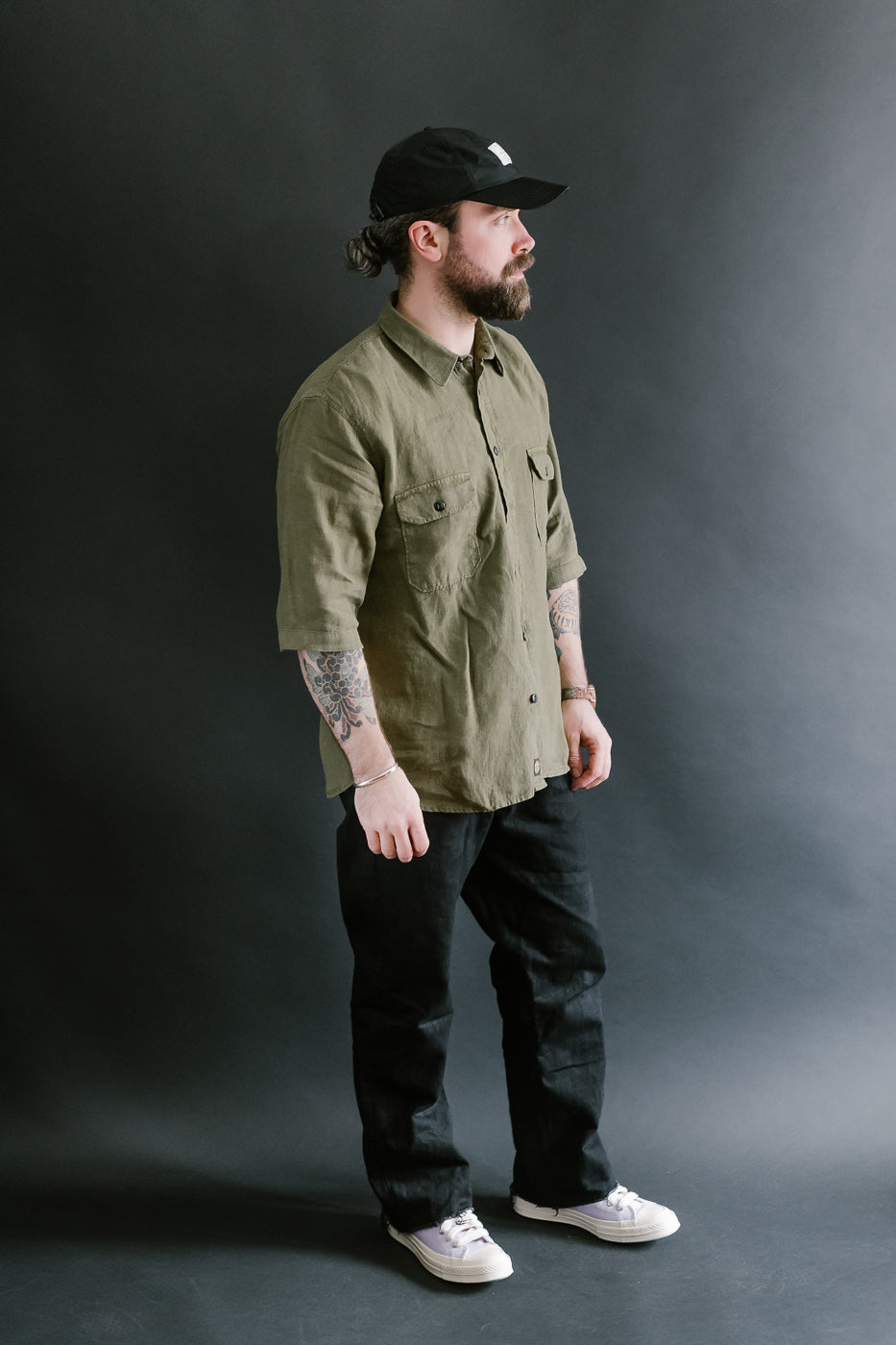 Delray Linen Canvas Shirt - Military Olive