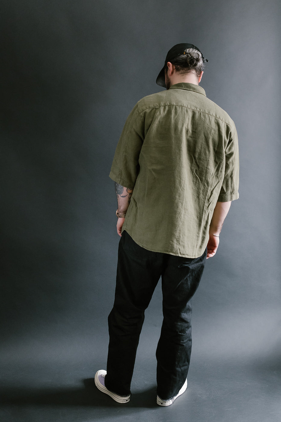Delray Linen Canvas Shirt - Military Olive
