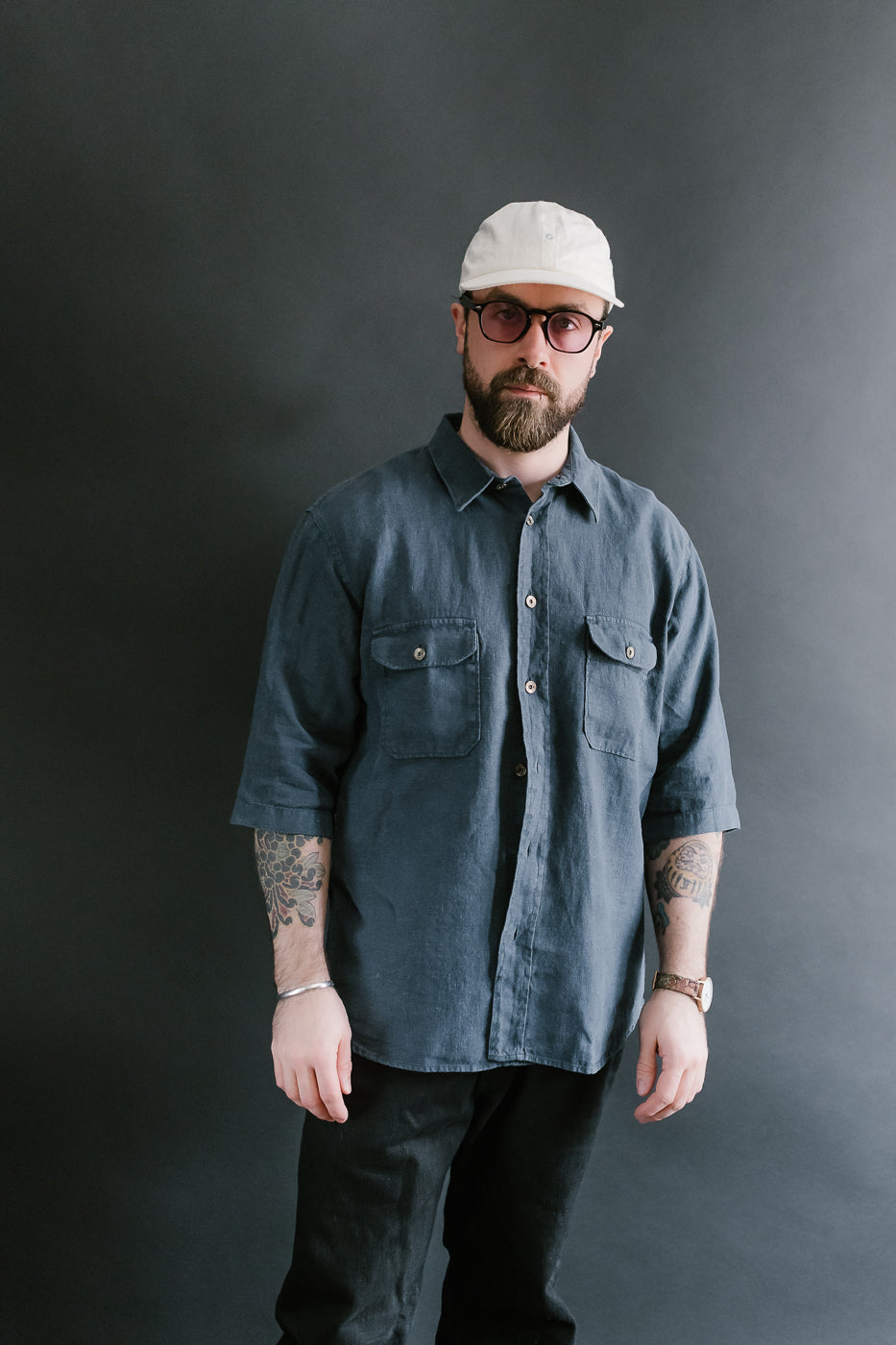 Delray Linen Canvas Shirt - Mood Indigo
