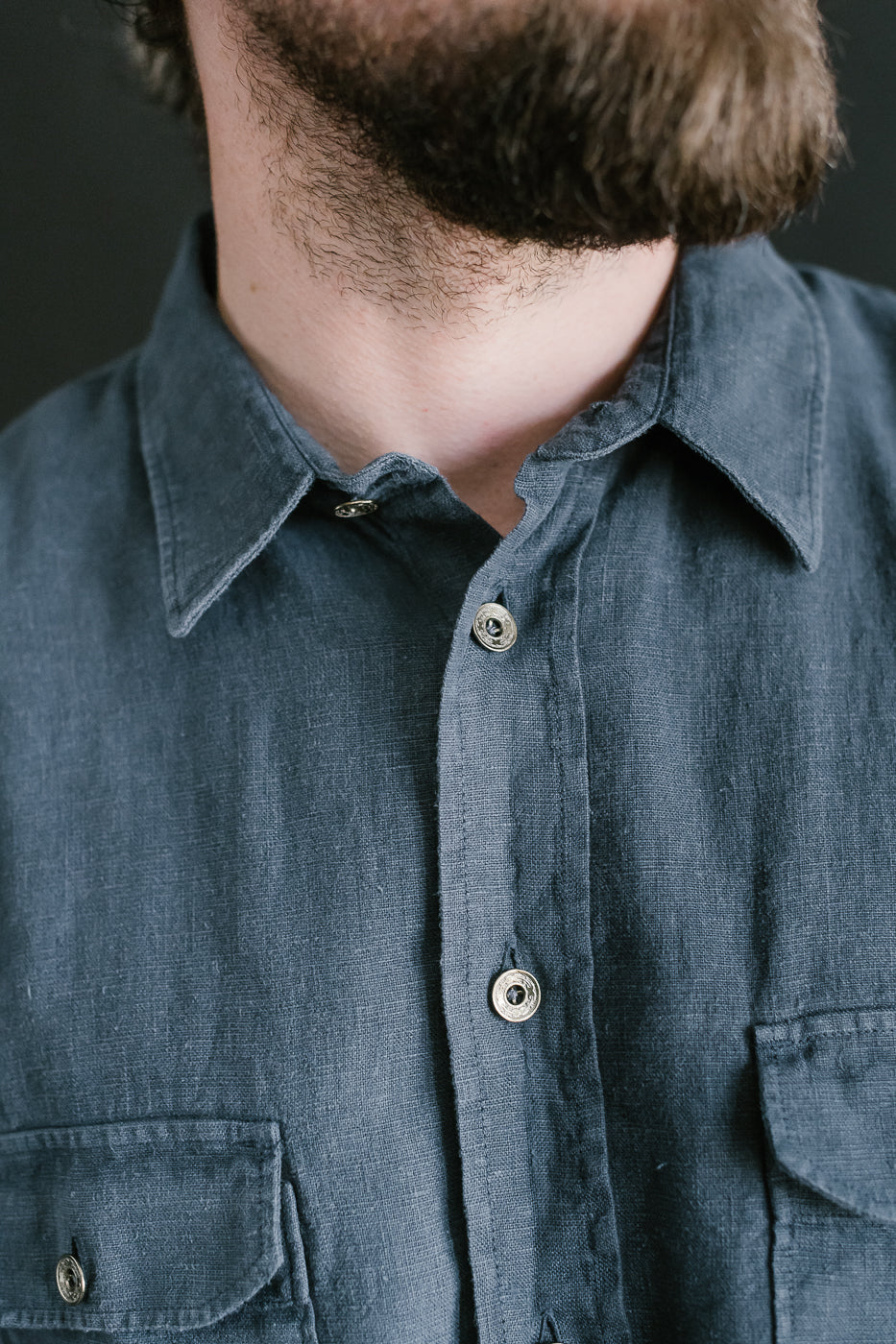 Delray Linen Canvas Shirt - Mood Indigo