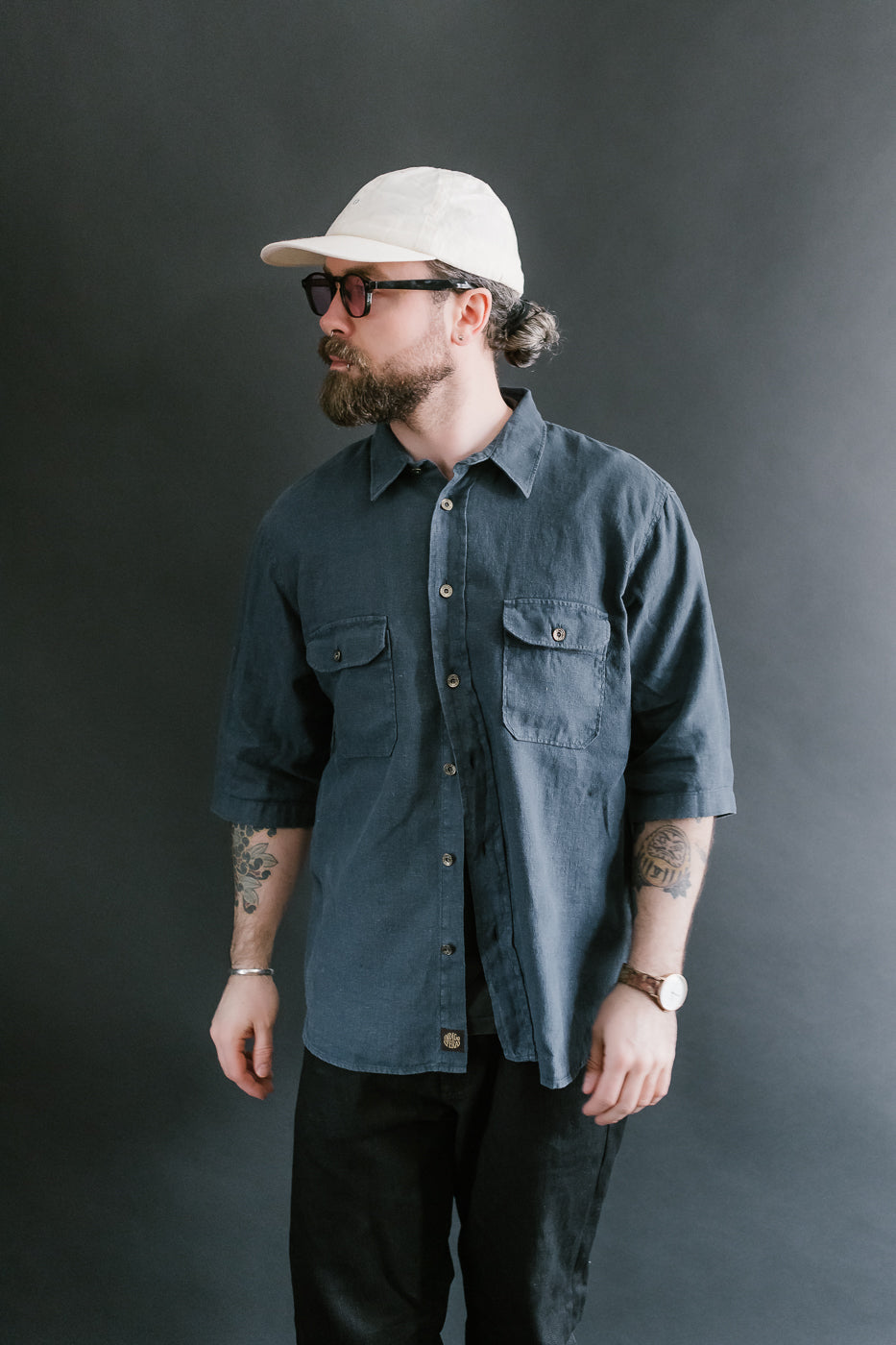 Delray Linen Canvas Shirt - Mood Indigo