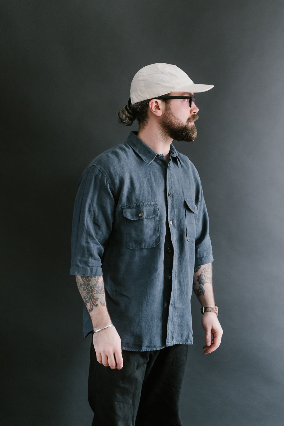 Delray Linen Canvas Shirt - Mood Indigo