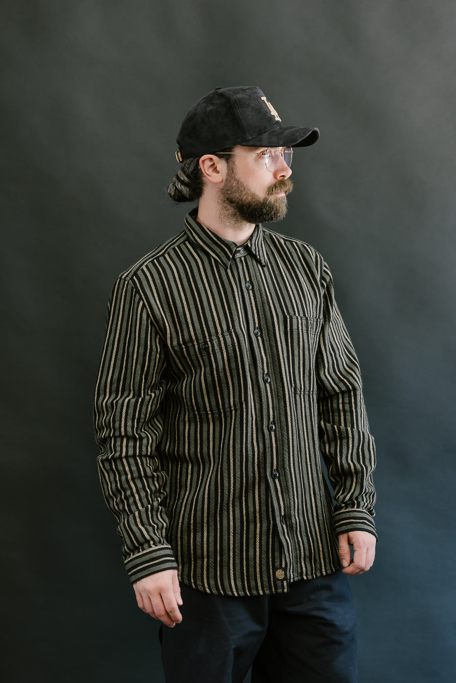 McAllen Shirt Drunken Stripe Twill - Black, Beige, Grey