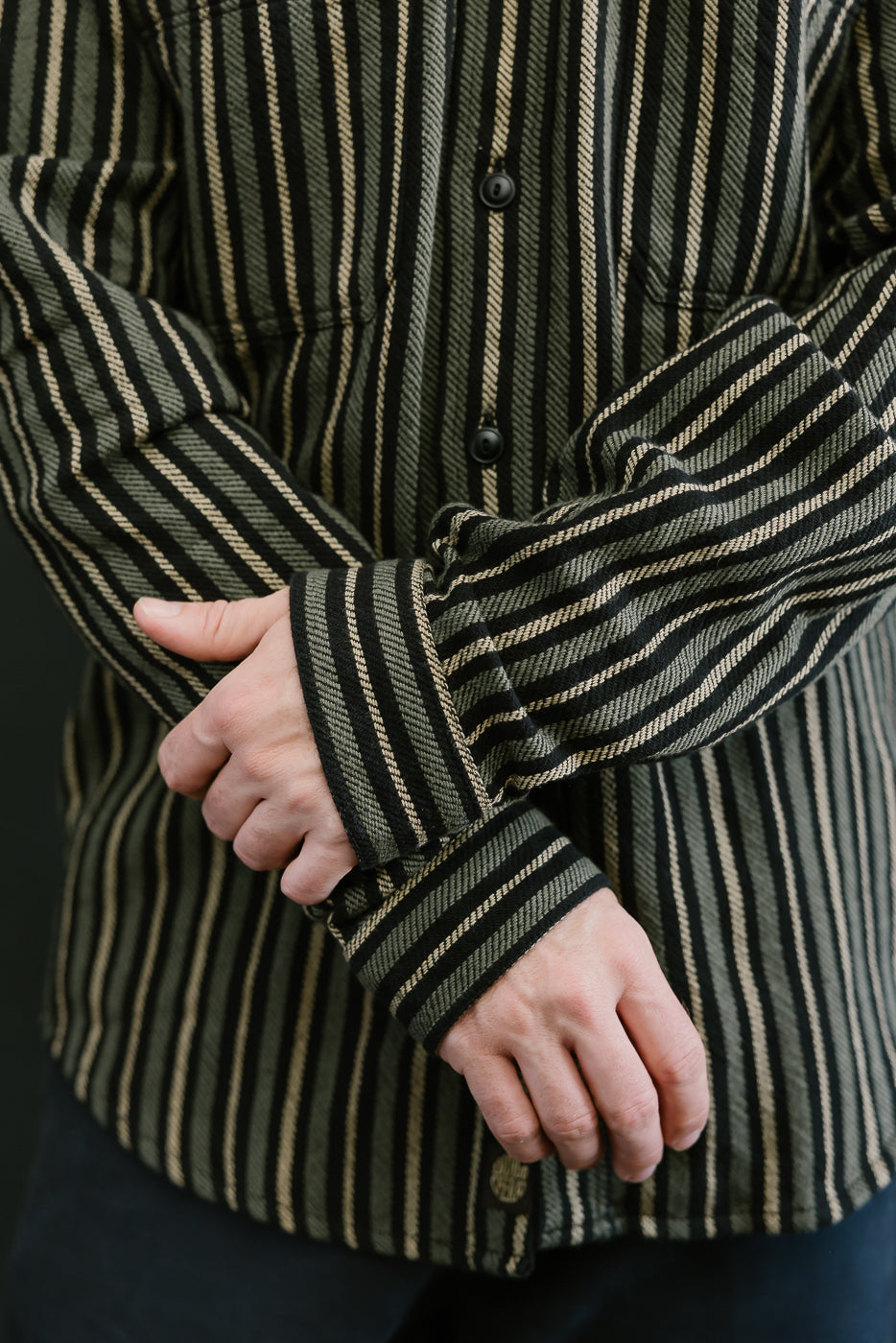 McAllen Shirt Drunken Stripe Twill - Black, Beige, Grey