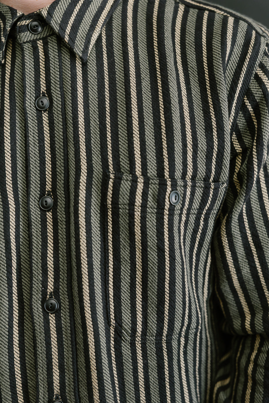 McAllen Shirt Drunken Stripe Twill - Black, Beige, Grey