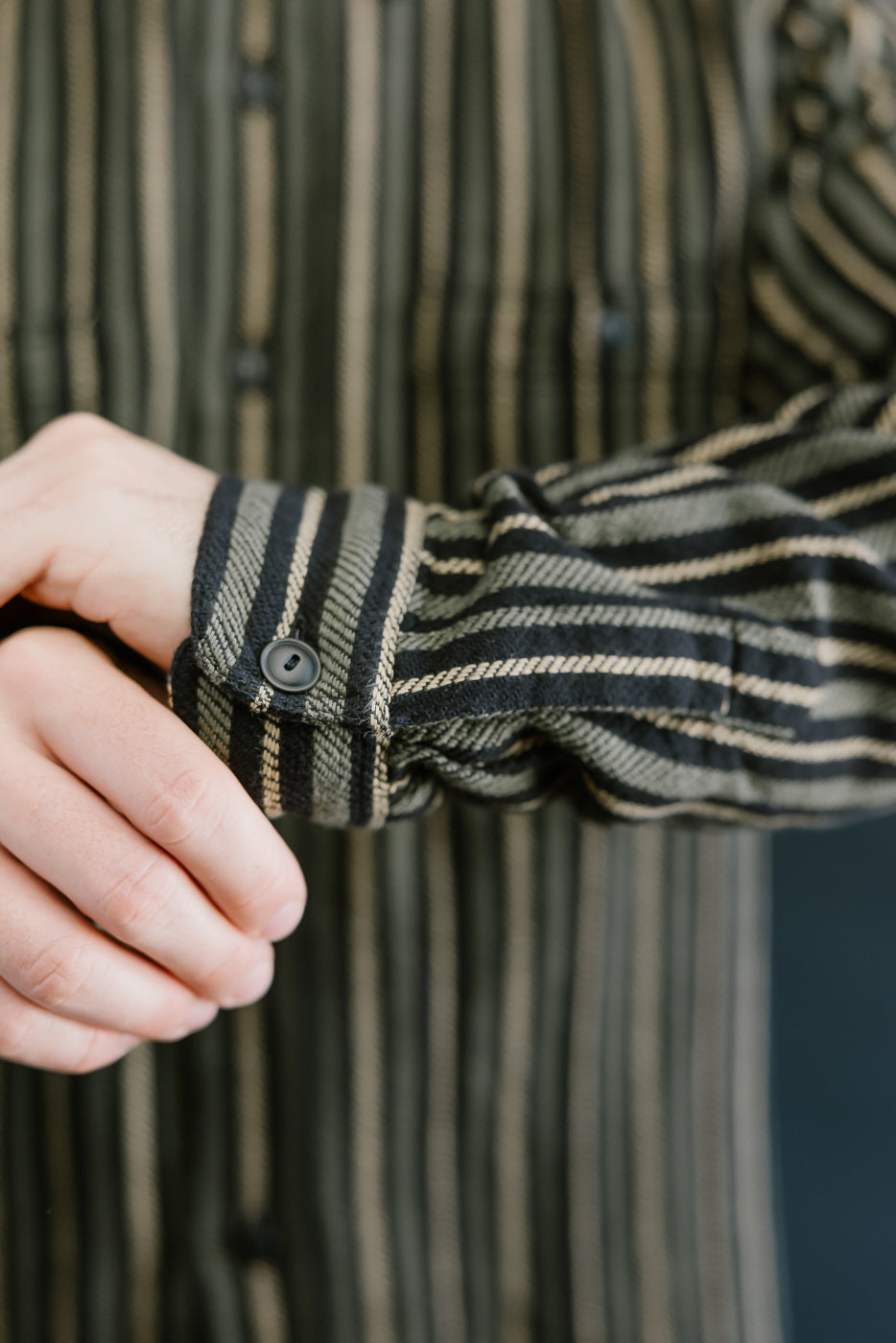 McAllen Shirt Drunken Stripe Twill - Black, Beige, Grey