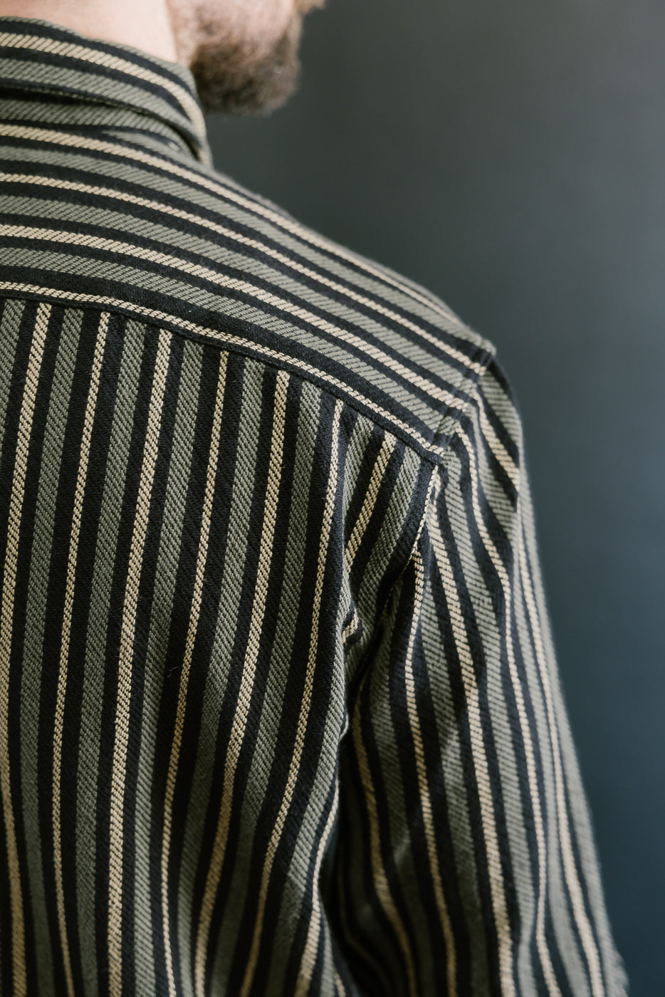 McAllen Shirt Drunken Stripe Twill - Black, Beige, Grey