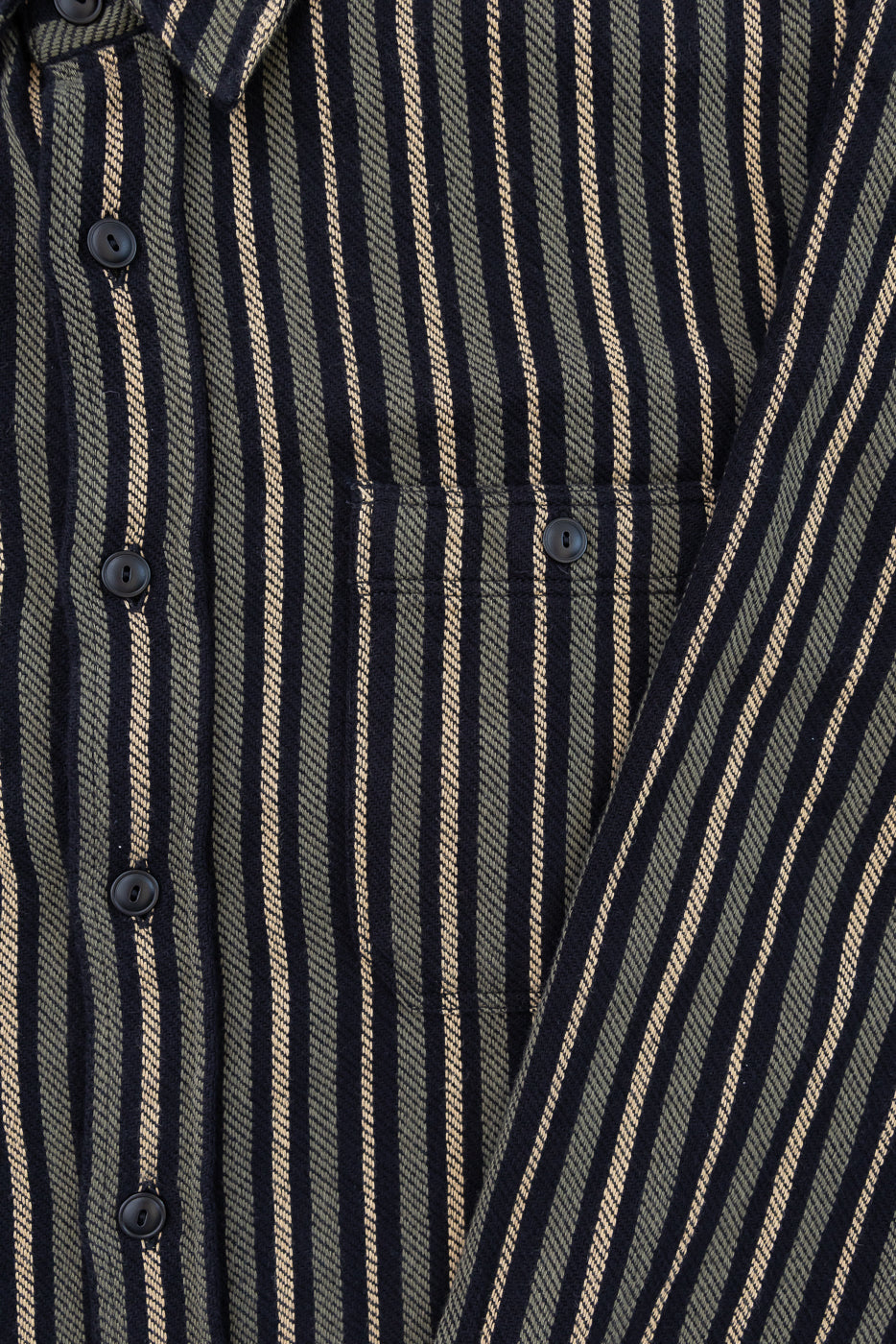 McAllen Shirt Drunken Stripe Twill - Black, Beige, Grey