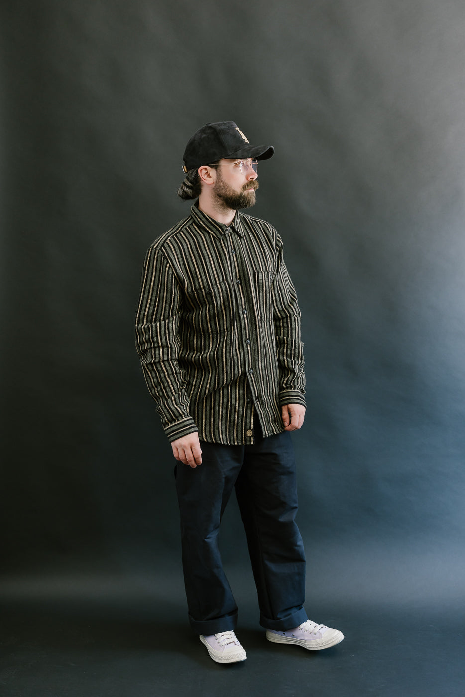 McAllen Shirt Drunken Stripe Twill - Black, Beige, Grey