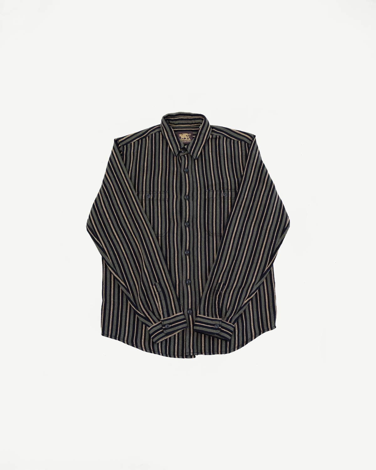 McAllen Shirt Drunken Stripe Twill - Black, Beige, Grey