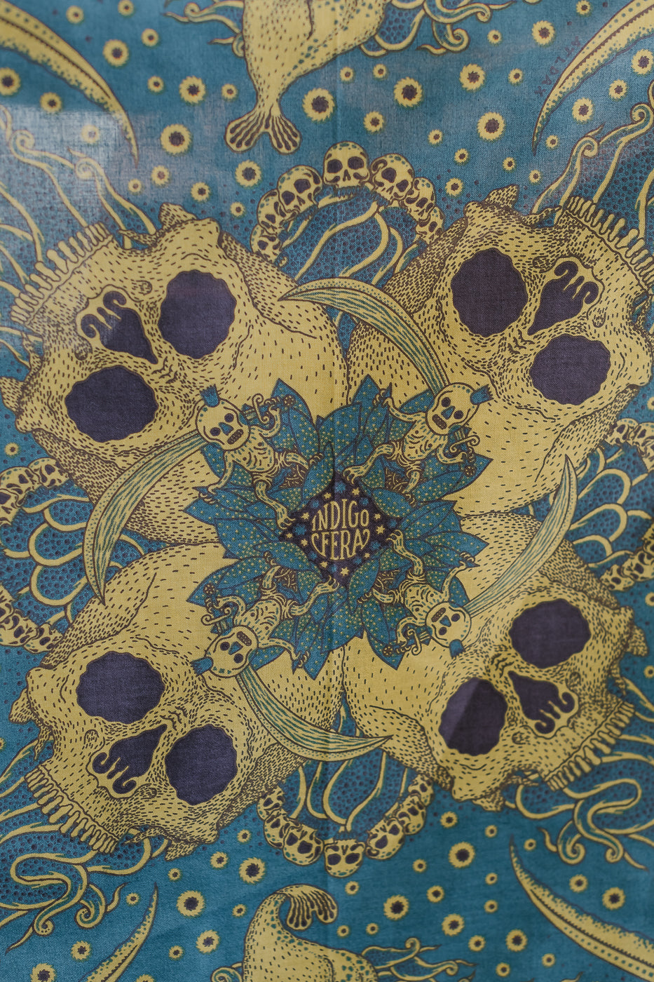 Skull Bandana - Blue, Yellow
