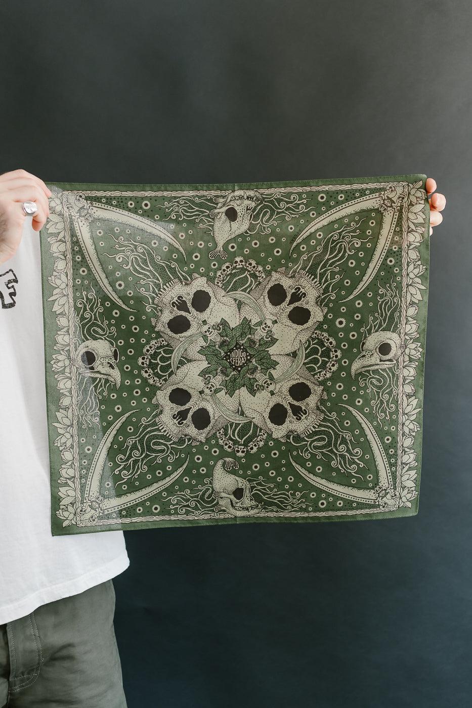 Skull Bandana - Green, White
