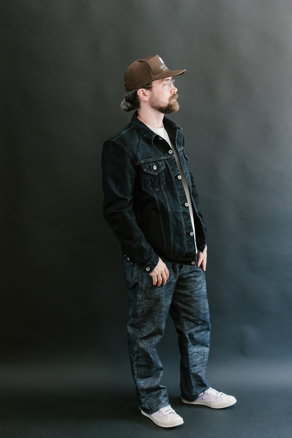 IH-526Lod - 19oz Left-Hand Twill Selvedge Denim Type III Jacket - Indigo Overdyed Black
