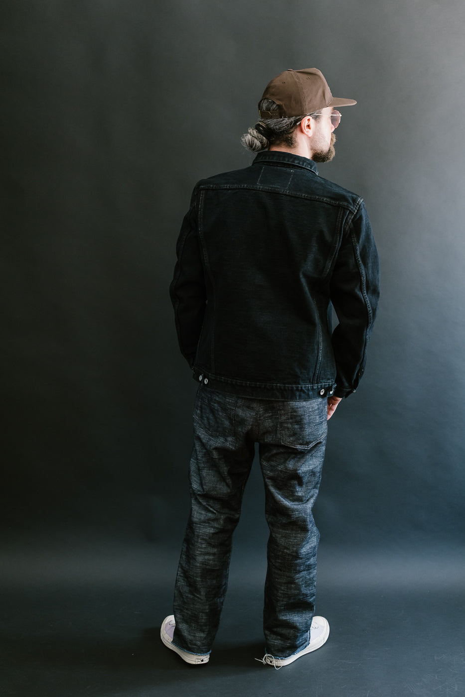 IH-526Lod - 19oz Left-Hand Twill Selvedge Denim Type III Jacket - Indigo Overdyed Black