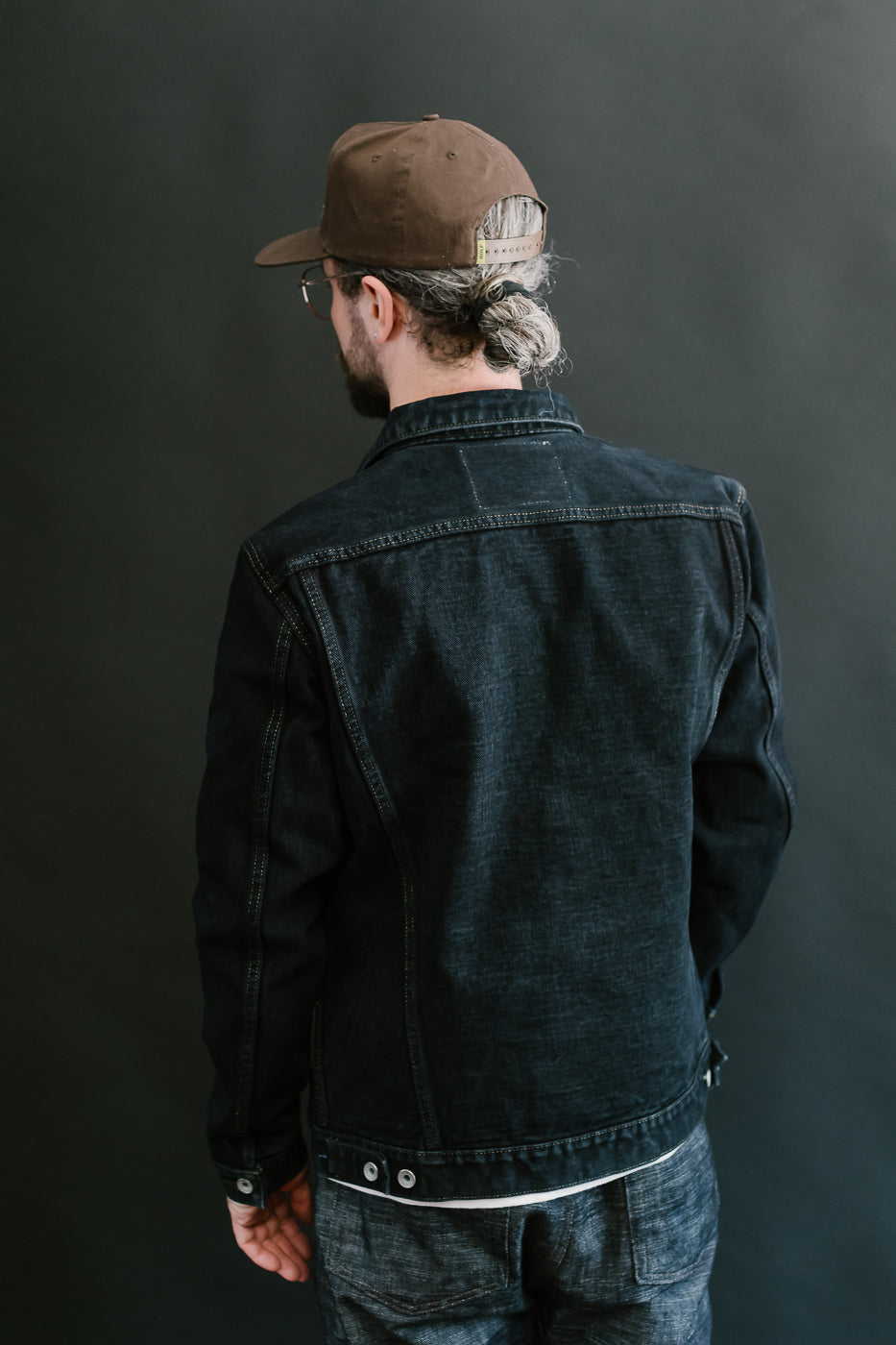 IH-526Lod - 19oz Left-Hand Twill Selvedge Denim Type III Jacket - Indigo Overdyed Black