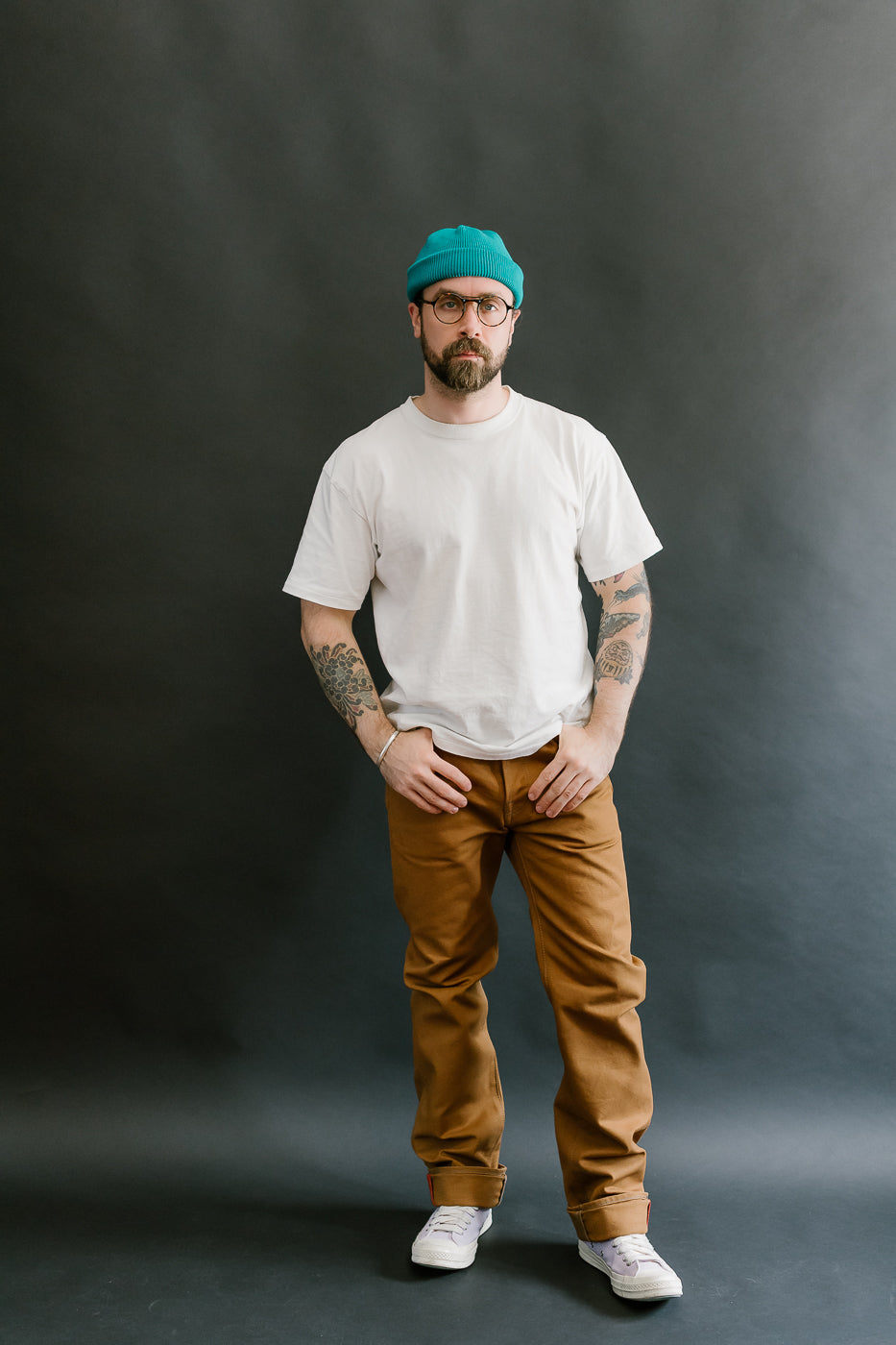 IH-666D - 17oz Duck Slim Straight Cut Jeans - Brown