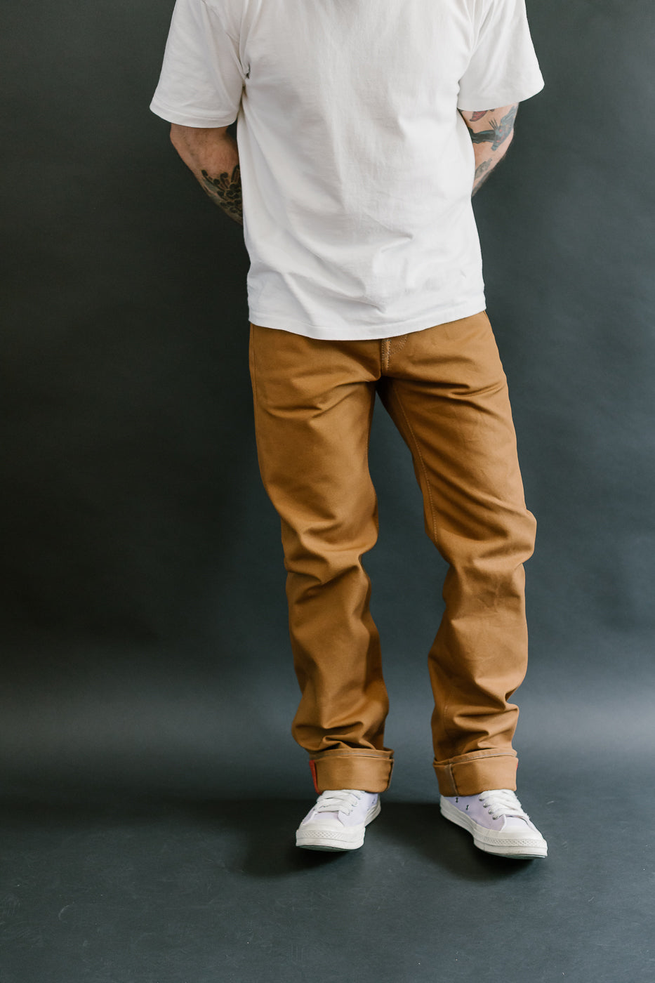 IH-666D - 17oz Duck Slim Straight Cut Jeans - Brown