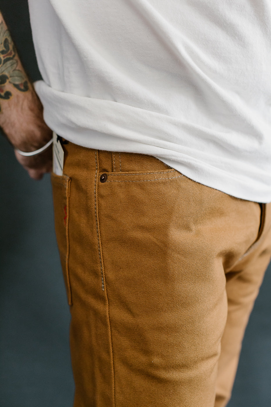 IH-666D - 17oz Duck Slim Straight Cut Jeans - Brown