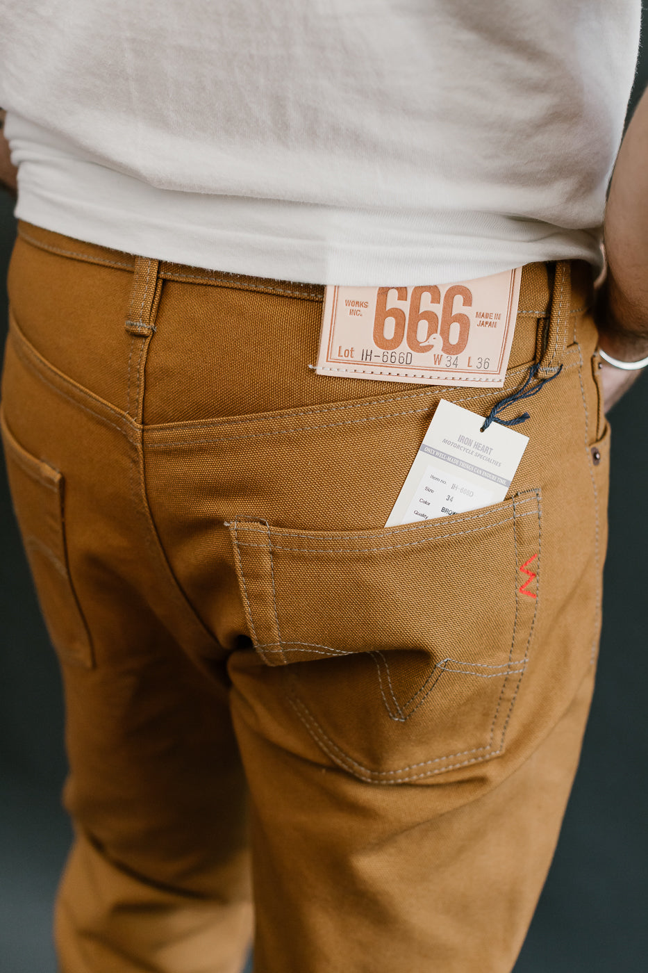 IH-666D - 17oz Duck Slim Straight Cut Jeans - Brown