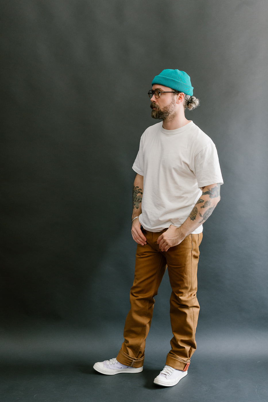 IH-666D - 17oz Duck Slim Straight Cut Jeans - Brown