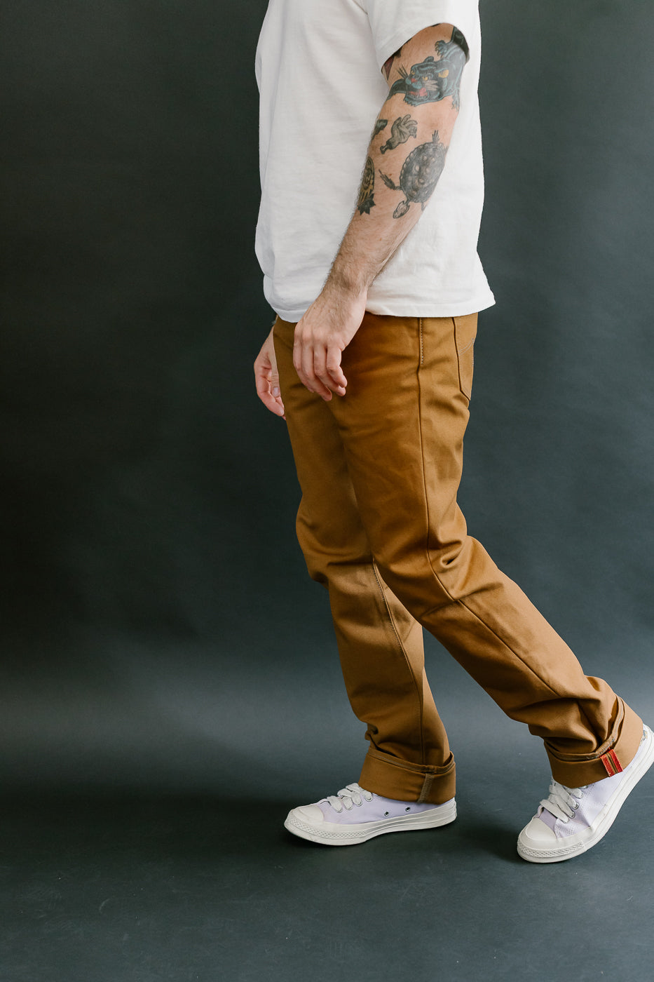 IH-666D - 17oz Duck Slim Straight Cut Jeans - Brown