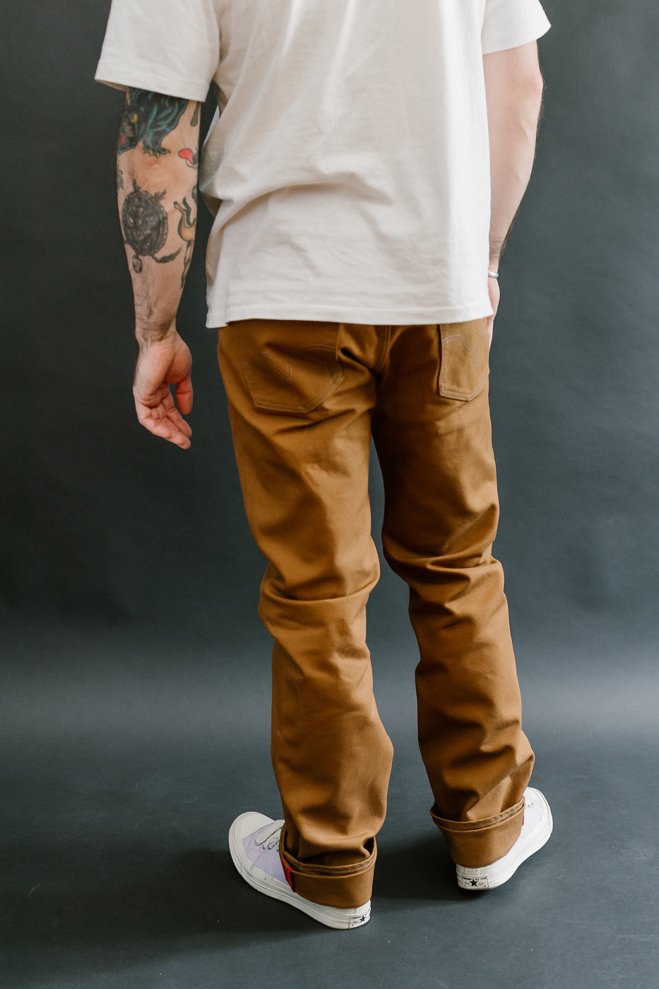 IH-666D - 17oz Duck Slim Straight Cut Jeans - Brown