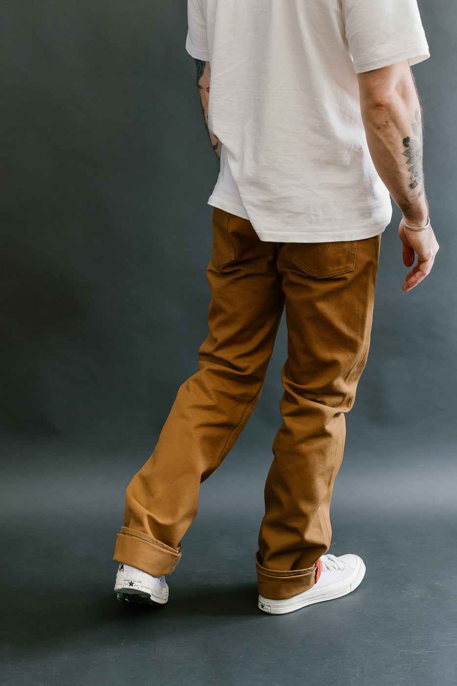 IH-666D - 17oz Duck Slim Straight Cut Jeans - Brown