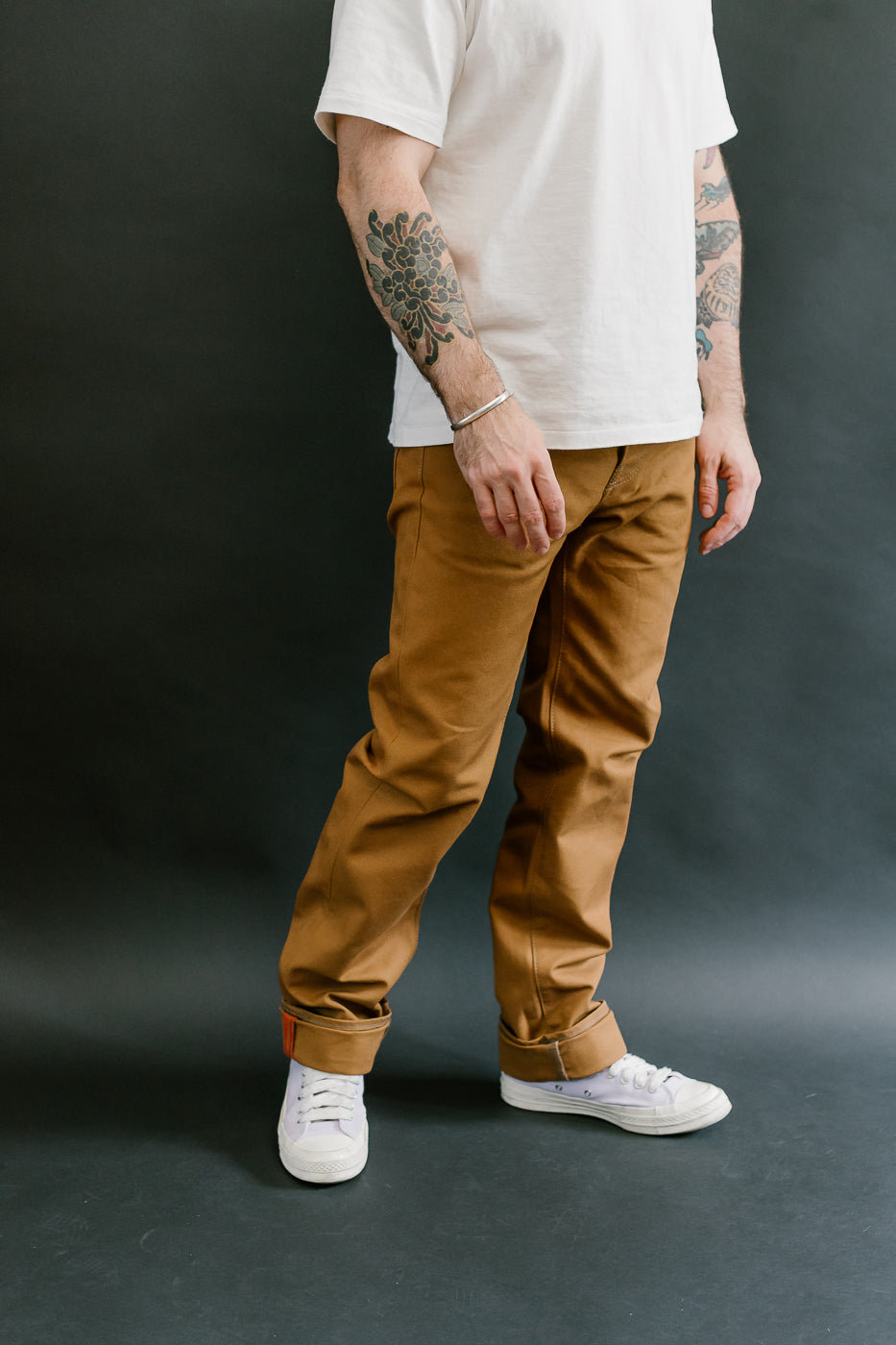 IH-666D - 17oz Duck Slim Straight Cut Jeans - Brown