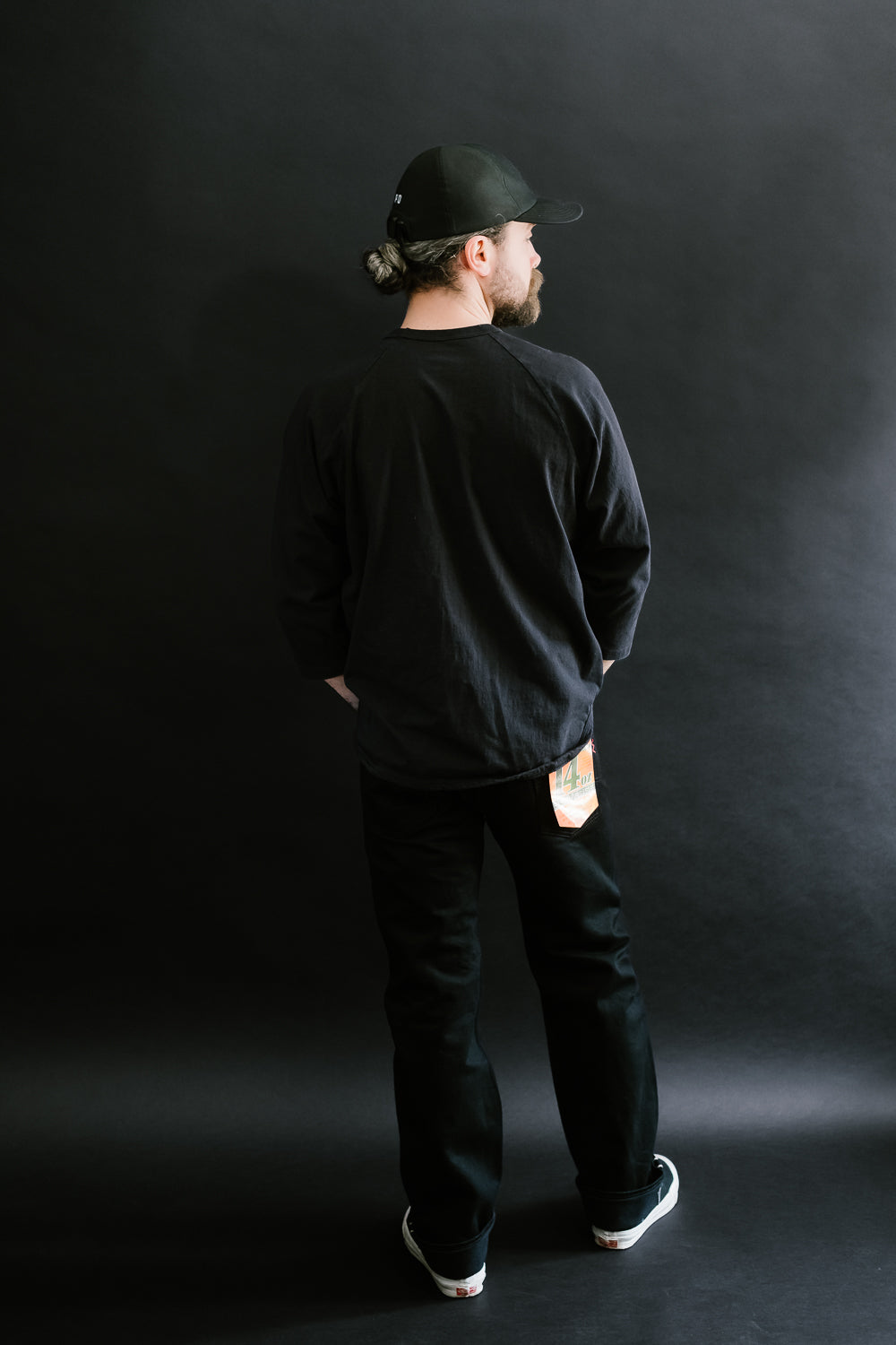 IH-666S-142bb - 14oz Selvedge Denim Slim Straight Cut Jeans - Black/Black