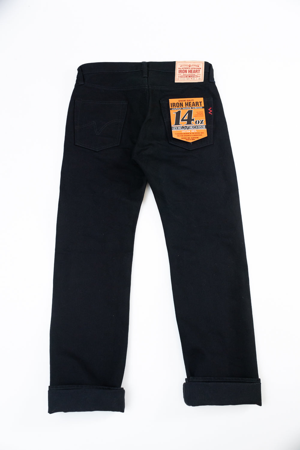 IH-666S-142bb - 14oz Selvedge Denim Slim Straight Cut Jeans - Black/Black