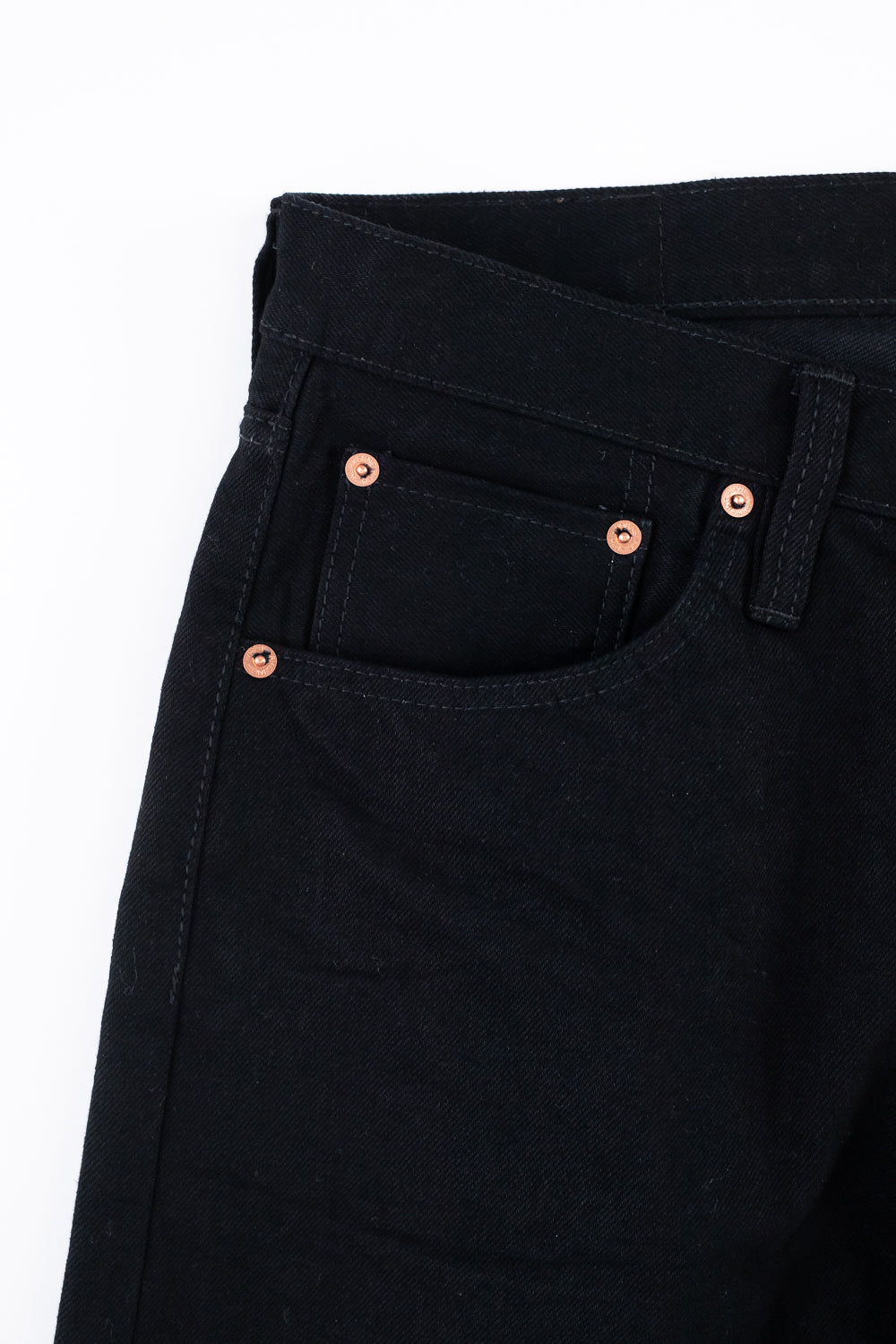 IH-666S-142bb - 14oz Selvedge Denim Slim Straight Cut Jeans - Black/Black