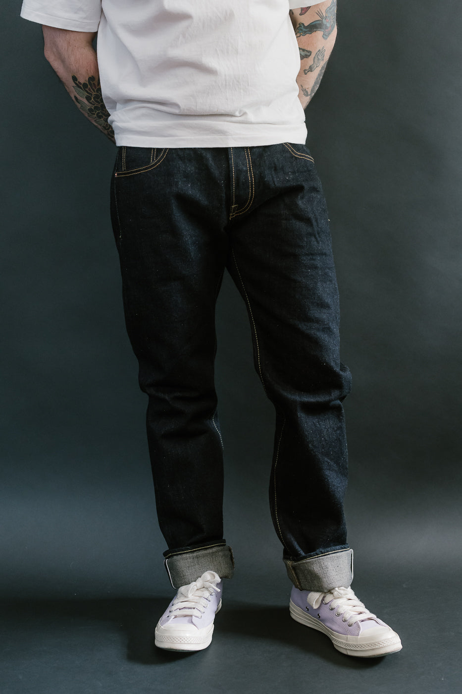 IH-777N - 17oz Selvedge Denim Slim Tapered Cut Jeans - Natural Indigo