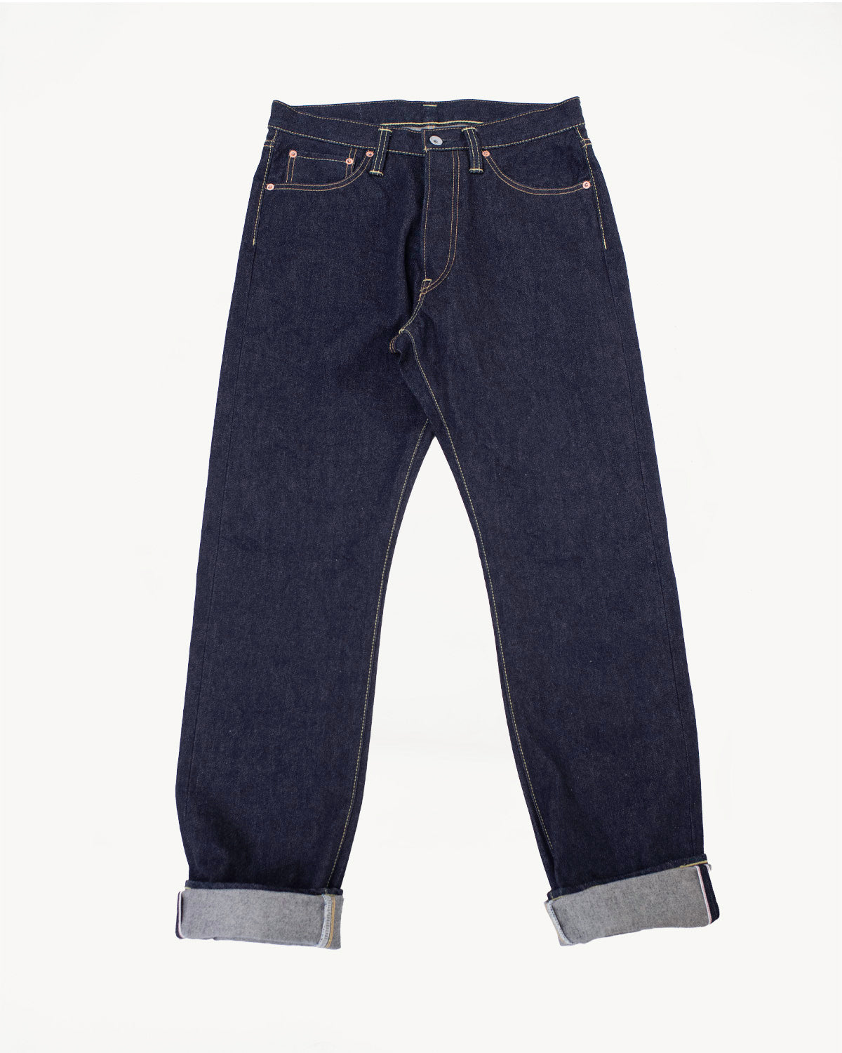 IH-888S-142 - 14oz Selvedge Denim Medium/High Rise Tapered Cut Jeans - Indigo
