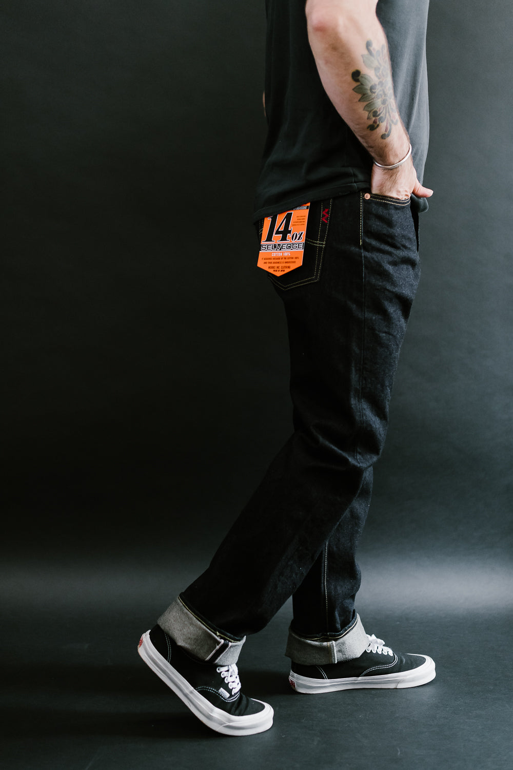 IH-888S-142 - 14oz Selvedge Denim Medium/High Rise Tapered Cut Jeans - Indigo