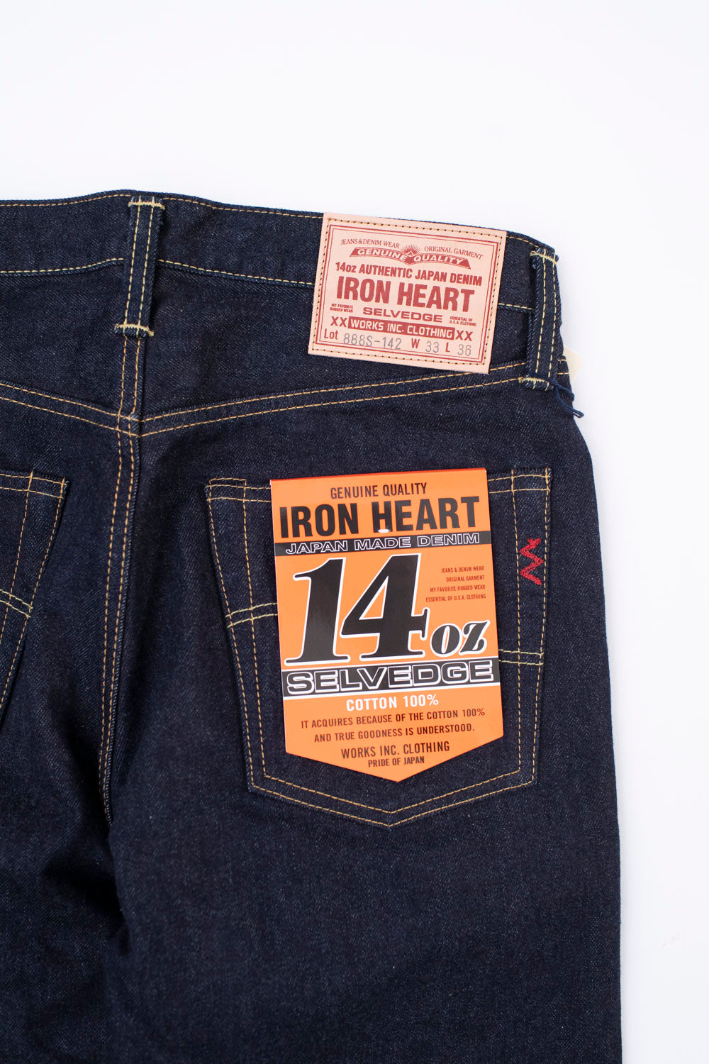 IH-888S-142 - 14oz Selvedge Denim Medium/High Rise Tapered Cut Jeans - Indigo