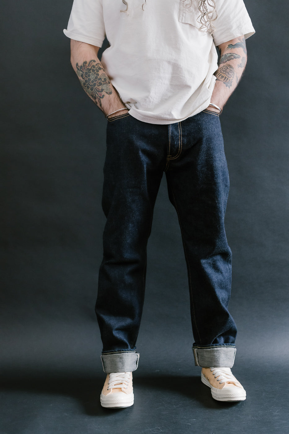 IH-888S-18 - 18oz Vintage Selvedge Denim Medium/High Rise Tapered Cut Jeans - Indigo