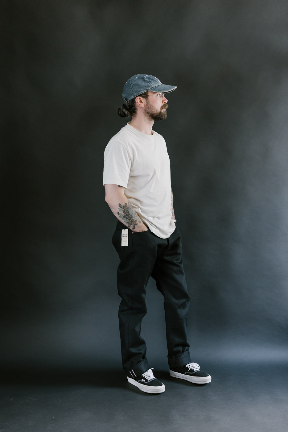 IH-888S-SB - 21oz Selvedge Denim Relaxed Taper Cut Jeans - Superblack Non-Fade
