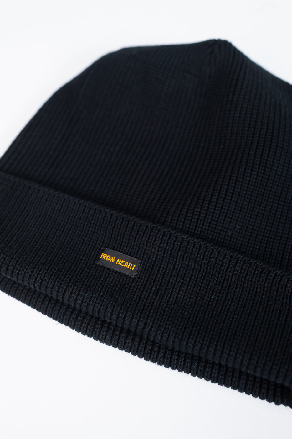 IHG-081-BLK - 100% Cotton Ribbed Beanie - Black