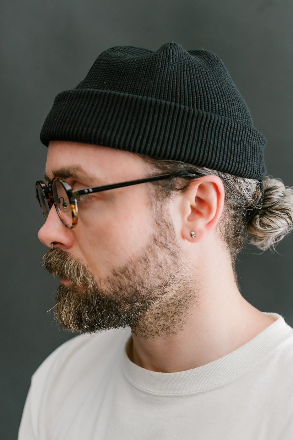 IHG-081-BLK - 100% Cotton Ribbed Beanie - Black