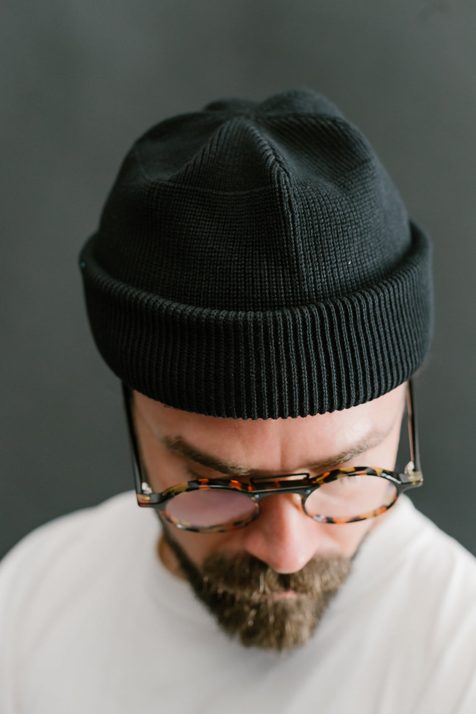 IHG-081-BLK - 100% Cotton Ribbed Beanie - Black