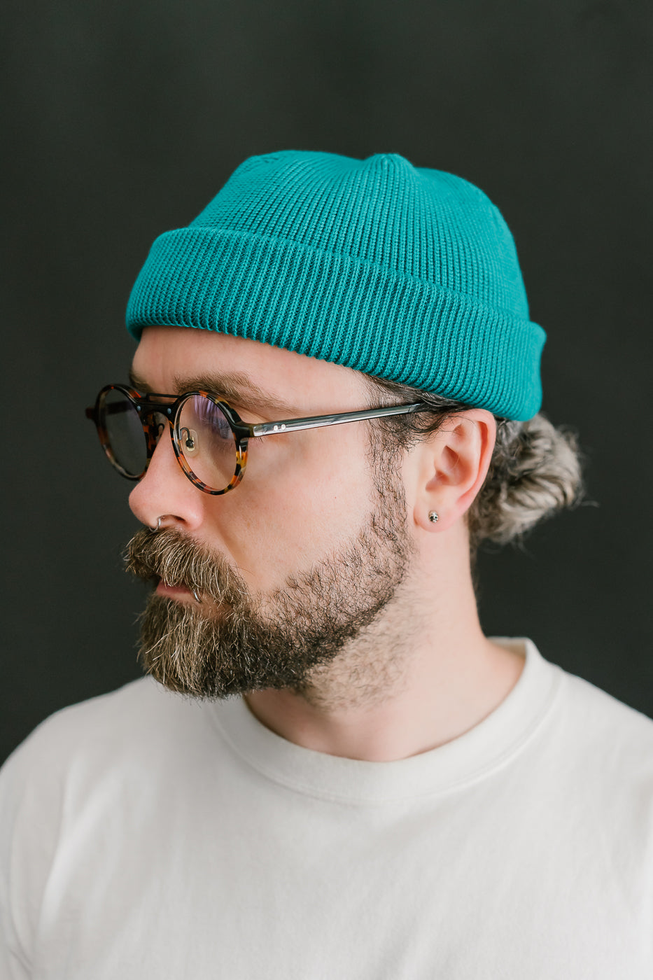 IHG-081-BLU - 100% Cotton Ribbed Beanie - Blue