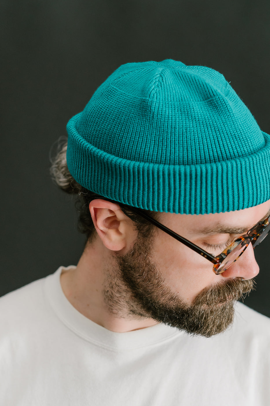 IHG-081-BLU - 100% Cotton Ribbed Beanie - Blue